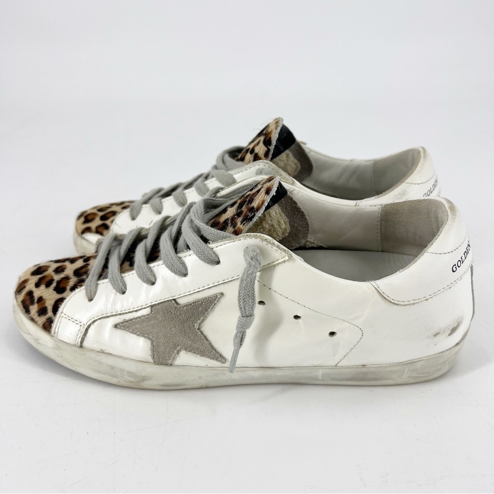 Golden Goose Super Star Leopard Calf Hair Low Top Sneakers 39 - Picture 5 of 14